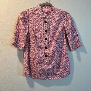 Women’s Lilly Pulitzer pink patterned button up blouse size small S